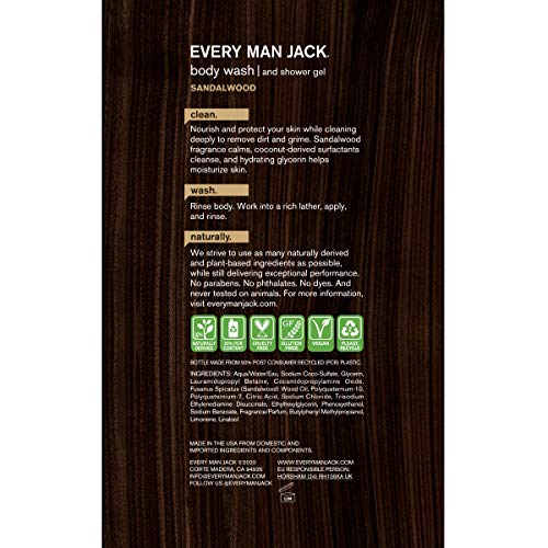 Every Man Jack Sandalwood Body Wash Twin Pack, 16.9 oz - Image 4