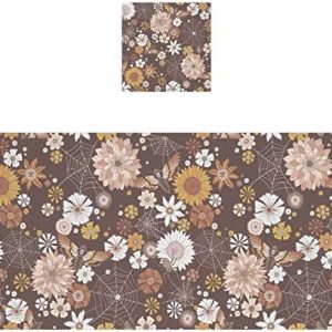 Boho Halloween Floral Bathroom Towel Set - Soft Absorbent 100% Cotton 4-Piece Set