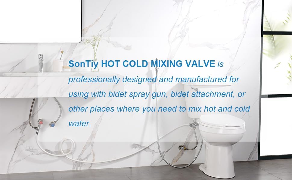 SonTiy 4-Way Bidet Valve Kit with Brass Tee - Image 6