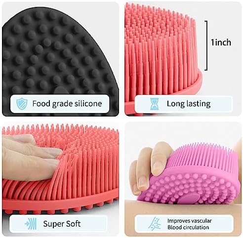 Set of 3 Double-Sided Silicone Loofah Body Scrubbers, Hygienic and Family-Friendly - Image 2