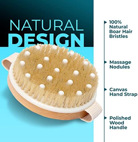 Natural Bristle Dry Body Brush for Smooth Skin and Lymphatic Drainage 10 Inch - Image 5
