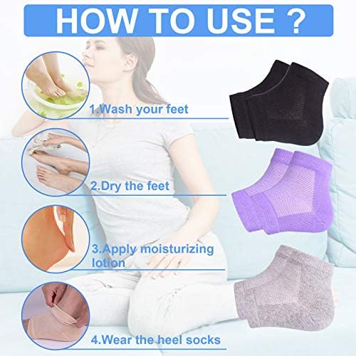 Grey Moisturizing Gel Heel Socks for Foot Care - Image 7