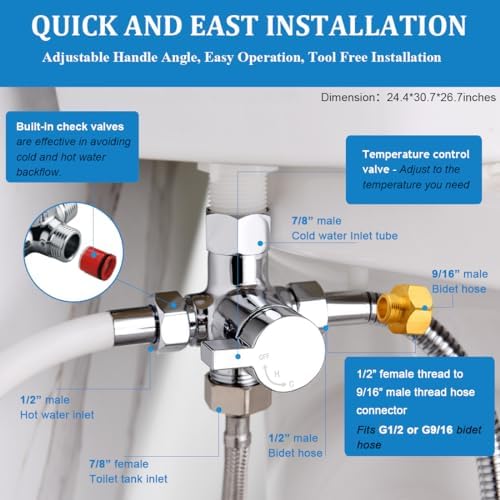 SonTiy 4-Way Bidet Valve Kit with Brass Tee - Image 5