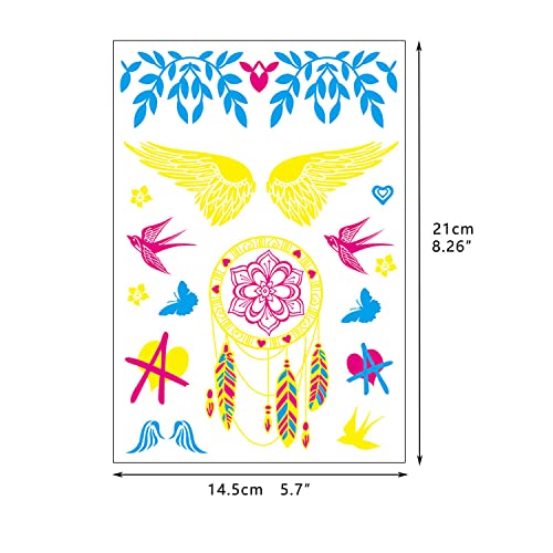 Neon Glow Temporary Tattoos with Butterfly Necklace - Image 5