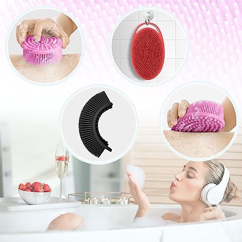 Set of 3 Double-Sided Silicone Loofah Body Scrubbers, Hygienic and Family-Friendly - Image 4