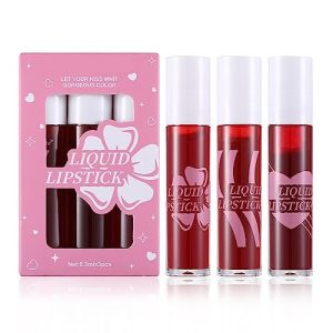 AWCCXMYM 3-Piece Matte Lip Stain Set 3ml Each Waterproof Long Lasting Plumping Finish