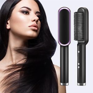 Portable 2-in-1 Hair Straightener & Curler, Fast Heating (Black)
