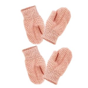 NOLITOY 4pc Men's Double Sided Exfoliating Bath Gloves and Scrub Brush Set