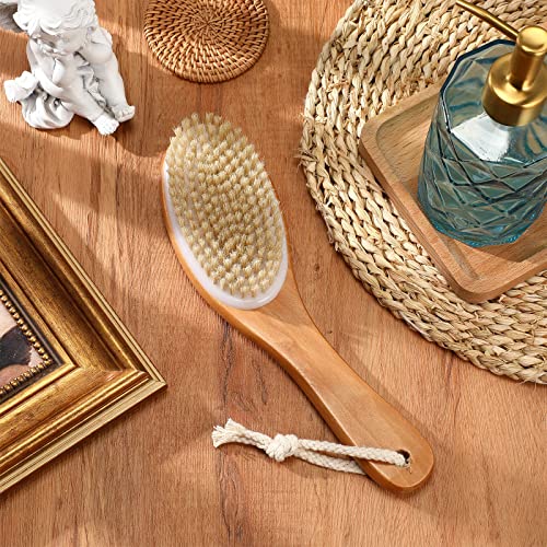 2 Piece Natural Boar Bristle Body Brush Set for Gentle Skin Exfoliation and Smoothing - Image 6