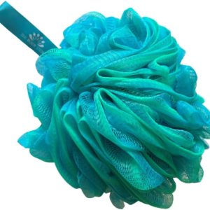 Exfoliating Loofah Sponge 75g Bath Pouf for Men and Women Blue Green