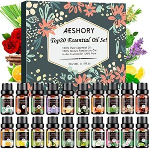 20-Piece 5mL Essential Oils Set for Diffuser, Humidifier, Aromatherapy, Massage, Skin and Hair Care