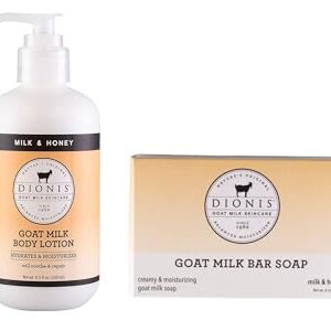 Dionis Goat Milk Milk & Honey Lotion (8.5oz) & Soap (6oz) Bundle, USA Made