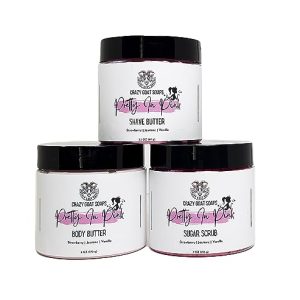 Goat Milk Skin Care Set: Scrub, Butter, Cream, Paraben-Free.