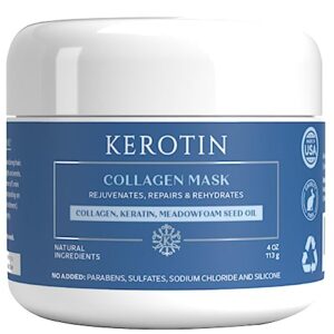 Kerotin Collagen Hair Mask 8 oz for Frizz Control with Keratin and Vitamin E