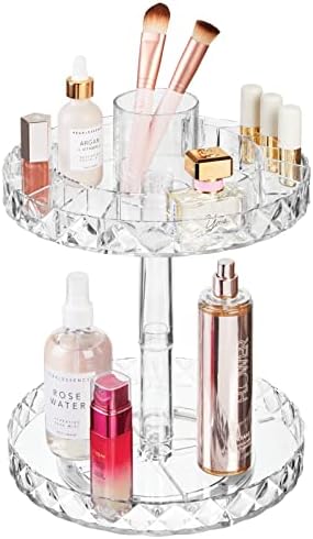 mDesign 2-Tier Rotating Makeup Storage Tray