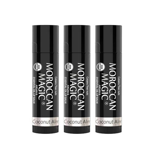 Moroccan Magic Lip Balm 3 Pack ? Coconut Almond, Non-Toxic