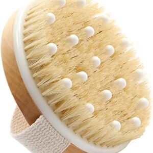 Natural Bristle Dry Body Brush for Smooth Skin and Lymphatic Drainage 10 Inch
