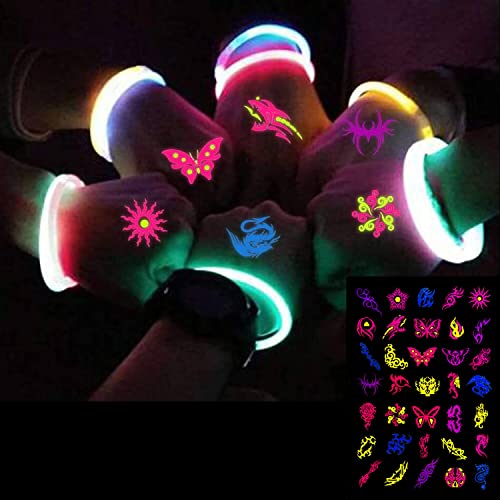 Neon Glow Temporary Tattoos with Butterfly Necklace - Image 3