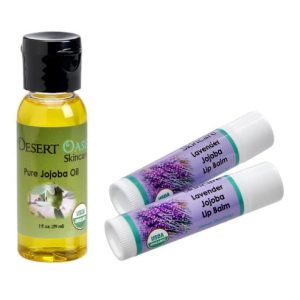 Organic Jojoba Oil Travel Set with Lavender Lip Balm
