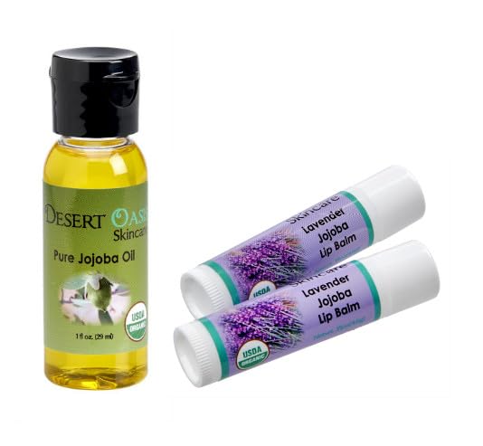 Organic Jojoba Oil Travel Set with Lavender Lip Balm