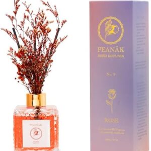 PEAN?K 6.7oz Floral Rose Reed Diffuser Set with Fragrance Sticks for Home