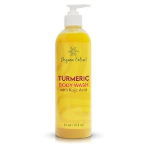 Turmeric & kojic acid body wash for brightening skin.