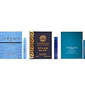 Versace Men's Fragrance Trio Set 3 x 5ml - Pour Homme, Man Eau Fraiche, Eros