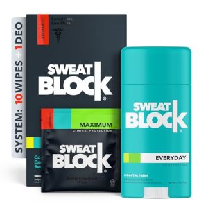 SweatBlock Antiperspirant System for Hyperhidrosis - 10 Wipes + 24hr Deodorant