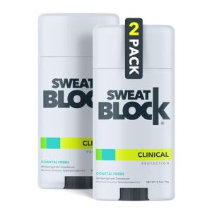 SweatBlock Clinical Antiperspirant Deodorant, 48-Hour Protection, Coastal Fresh Scent (2 Pack)