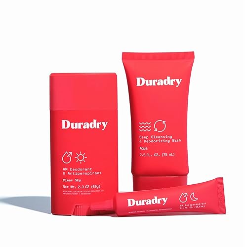 Duradry 3-Step System: AM Deodorant, PM Antiperspirant, Cleansing Body Wash - Clear Sky