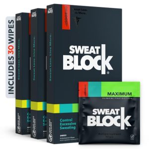 SweatBlock Antiperspirant Wipes - Maximum Strength for Hyperhidrosis - 30 Wipes, 7 Days Protection