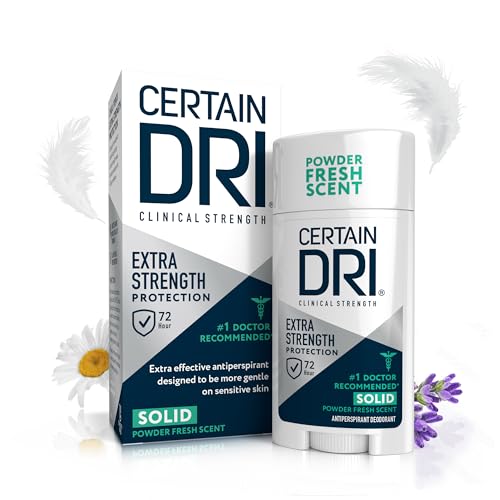 Certain Dri Extra Strength Antiperspirant, Powder Fresh, 1.7oz for Hyperhidrosis