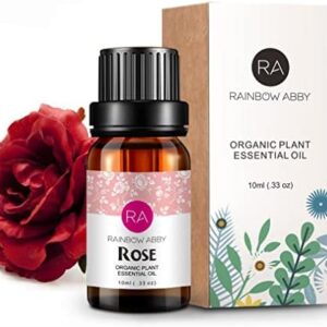 Organic Rose Essential Oil 10ml for Diffusers, Perfume, Massage, and Bath