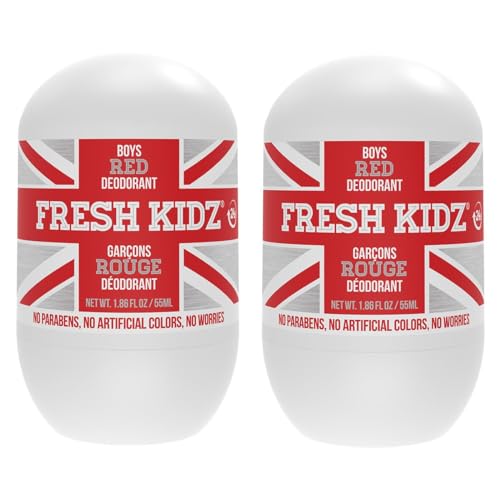 Fresh Kidz Boys' Roll-On Deodorant, Aluminum-Free, 24HR Protection, 1.86 fl. oz. (2 Pack)