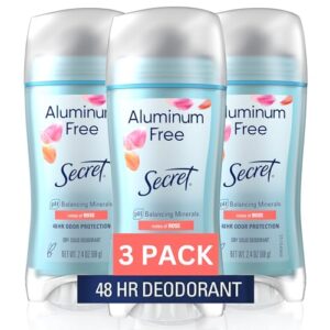 Secret Aluminum-Free Deodorant, 48-Hour Protection, Rose Scent, 3-Pack