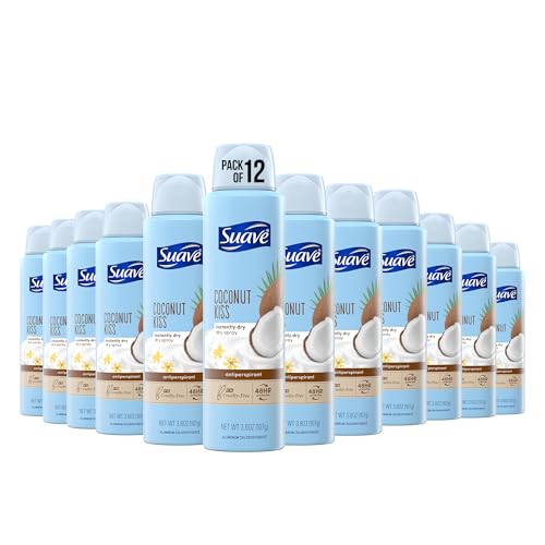 Suave Coconut Kiss Women's Deodorant Spray, 48-Hour Protection, 3.8 Oz (12-Pack)