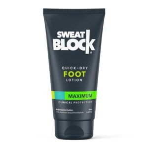 SweatBlock Antiperspirant Foot Lotion - Quick-Dry, Non-Irritating, Travel Size 1.69 fl oz