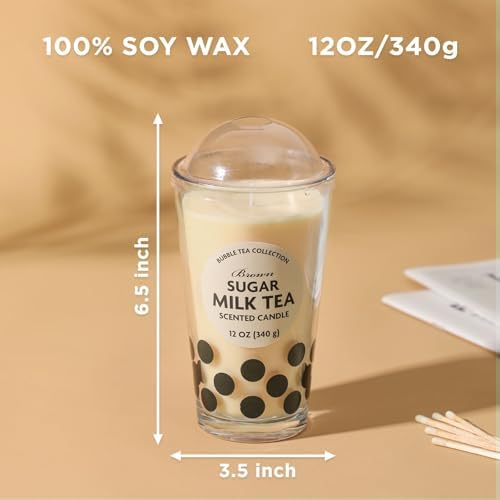 12oz Brown Sugar Boba Tea Candle - Cute Gift for Boba Lovers - Image 4