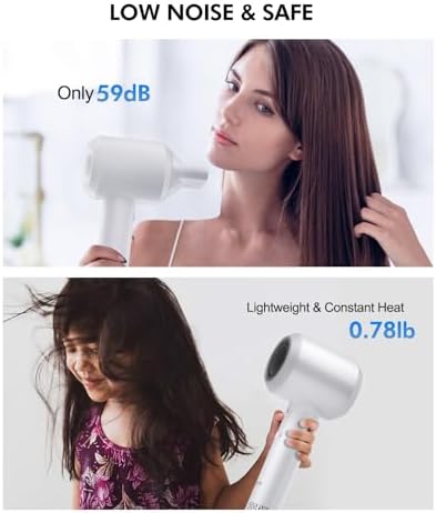 1500W Ionic Hair Dryer, 110,000RPM, Low Noise, Magnetic Nozzle - Image 4