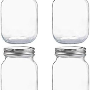 16 oz Mason Jars with Silver Lids for Canning & Storage (4-Pack)