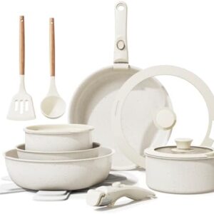 17-Piece Ceramic Nonstick Cookware Set, Induction Safe, Removable Handles, PFAS/PFOA Free