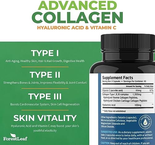 ForestLeaf Multi Collagen Pills with Hyaluronic Acid & Vitamin C, 240 Capsules - Image 9