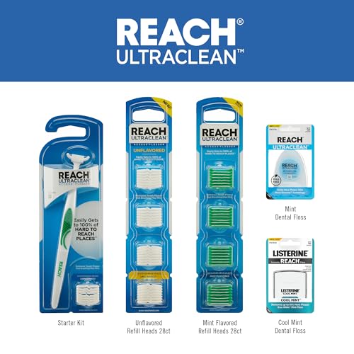 REACH Listerine Ultraclean Access Flosser Kit, 1 Flosser & 8 Refill Heads, Unflavored - Image 5