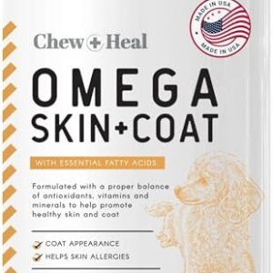 180 Soft Chew Salmon Oil Treats for Dogs - Omega 3, 6, Vitamins - USA