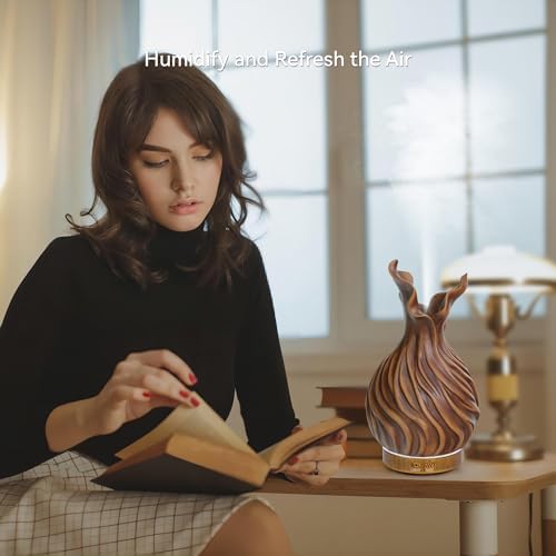 200ml Wood Grain Essential Oil Diffuser with LED Lights - Image 2