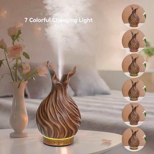 200ml Wood Grain Essential Oil Diffuser with LED Lights - Image 6