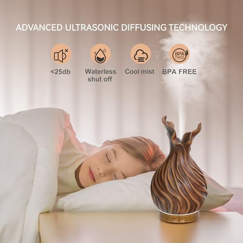 200ml Wood Grain Essential Oil Diffuser with LED Lights - Image 4