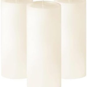 Simply Soson 3-Piece Ivory Unscented Dripless Pillar Candle Set 3x8 Inch