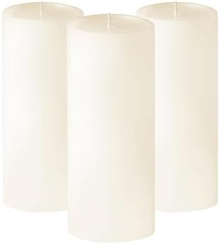 Simply Soson 3-Piece Ivory Unscented Dripless Pillar Candle Set 3x8 Inch