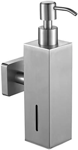 WINCASE Wall-Mounted Brushed Nickel Soap Dispenser, 8.5oz with Clear Window